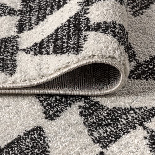 Jonathan Y Aisha Moroccan Triangle Geometric Round Area Rug In Cream/black