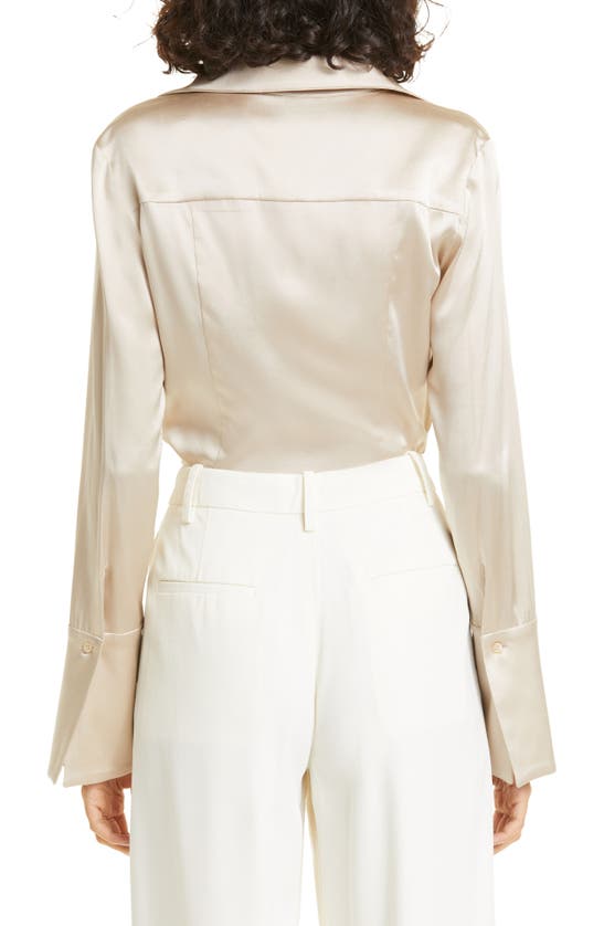 Twp Bessette Stretch Silk Button-up Blouse In Suntan