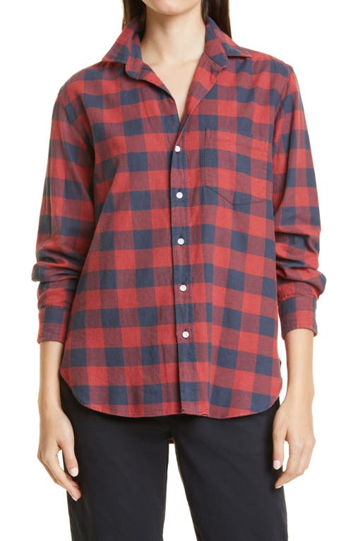 Frank & Eileen Joedy Cotton Flannel Button-Up Shirt in Charcoal Red X-Large Check
