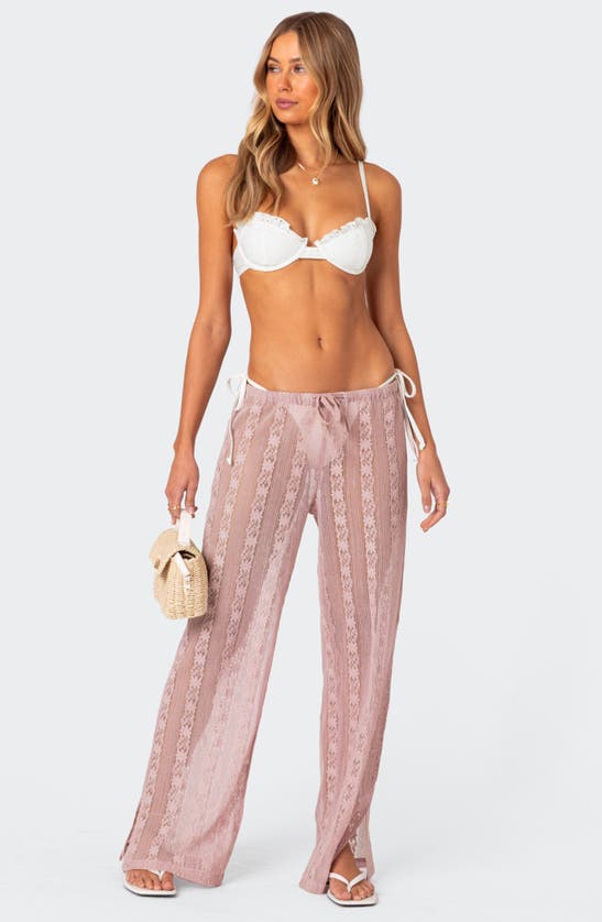 EDIKTED EDIKTED EMBOIDERED SHEER COTTON BLEND LACE DRAWSTRING COVER-UP PANTS