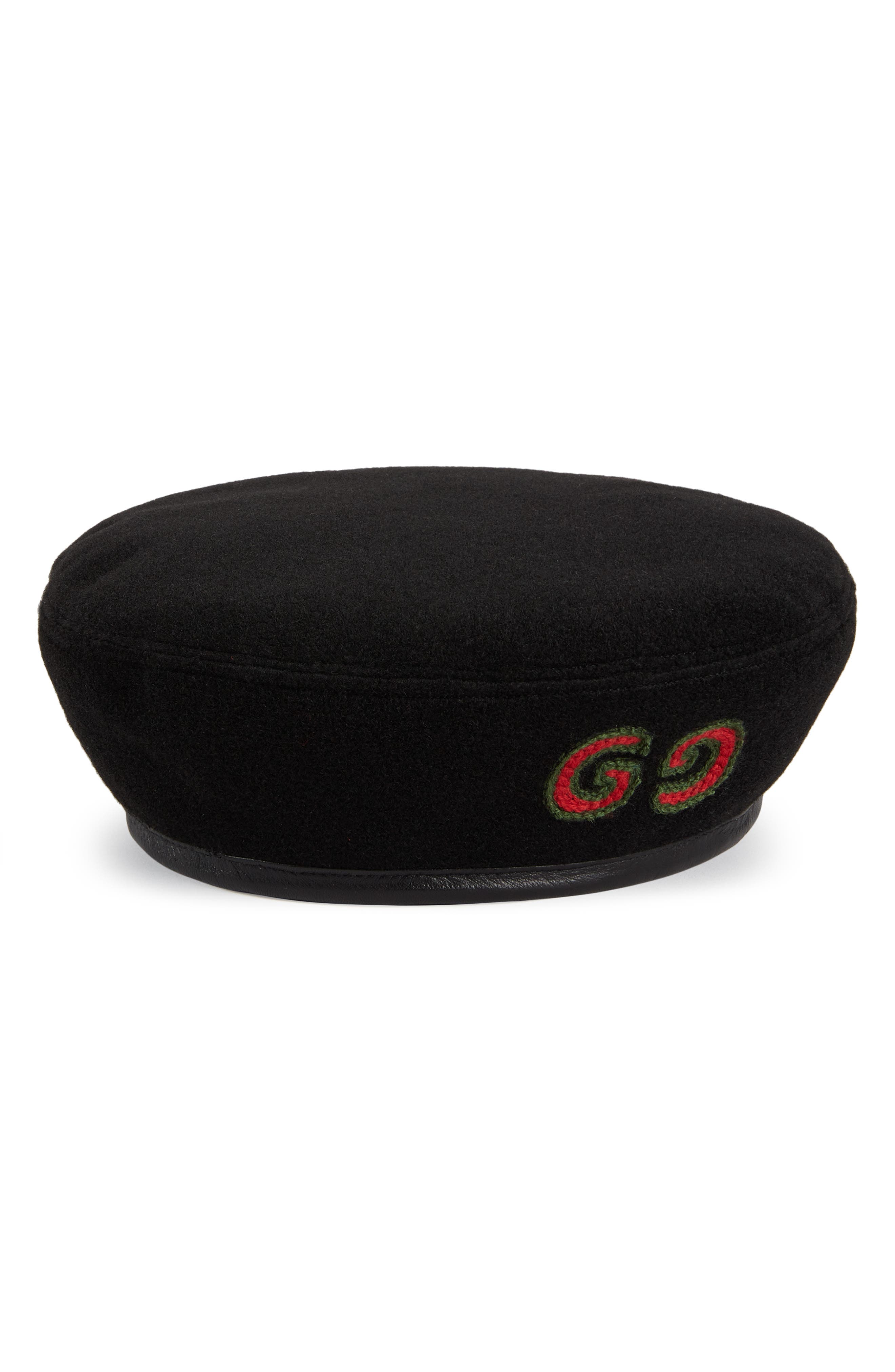 Gucci Double-G Logo Patch Wool Beret 
