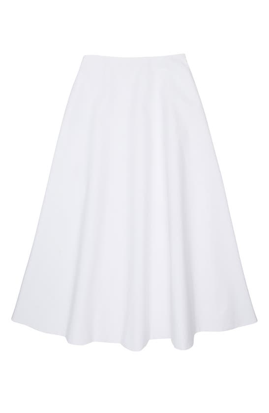 Shop Valentino Cotton A-line Midi Skirt In Bianco Ottico