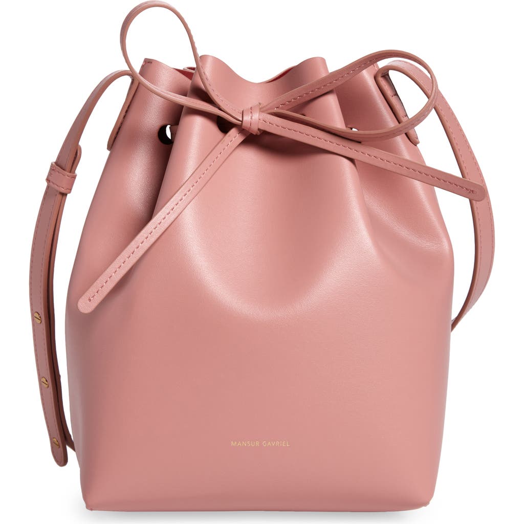 Mansur Gavriel Mini Bucket Apple Faux Leather Bag In Rose/bordeaux
