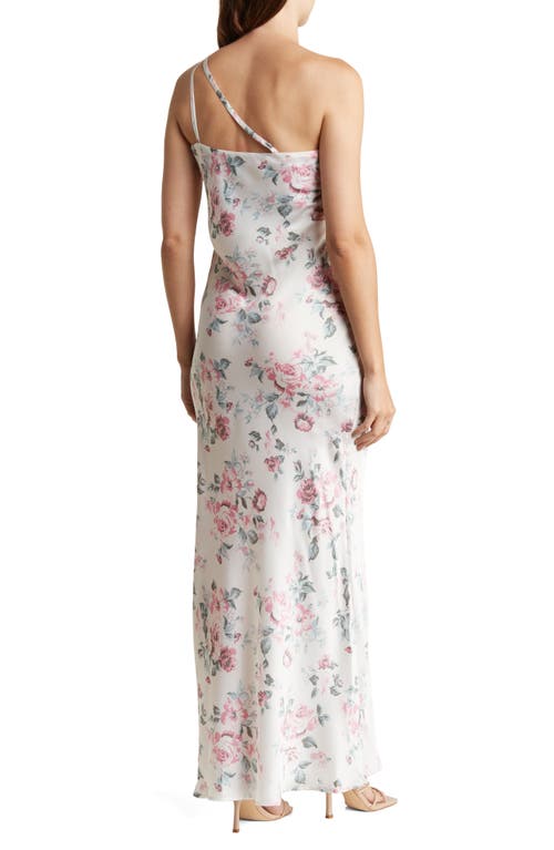 Shop The Fashion Poet Rose One-shoulder Gown In Ivy/pink