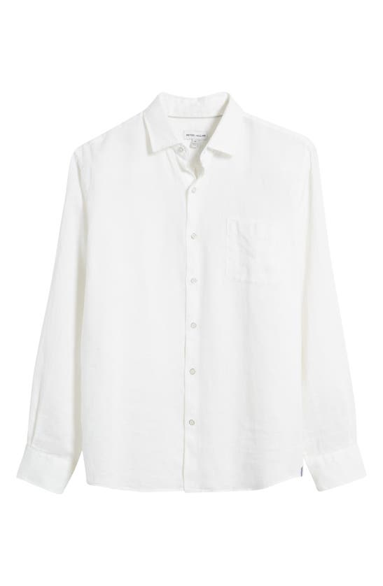 Shop Peter Millar Coastal Garment Dyed Linen Button-up Shirt In White