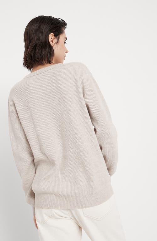 Shop Brunello Cucinelli English Rib Knit Sweater In Oyster