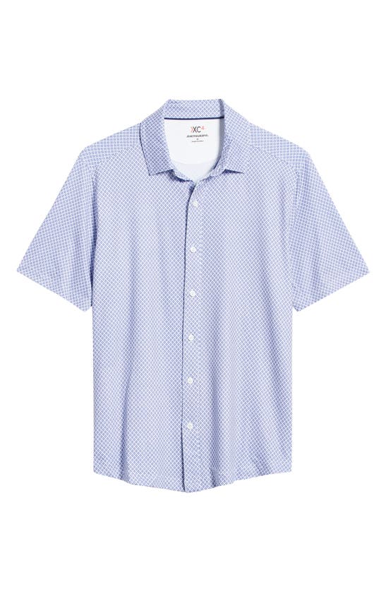 Shop Johnston & Murphy Xc4® Diamond Print Short Sleeve Performance Button-up Shirt In Purple Droplet
