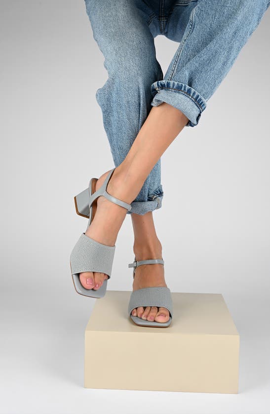 Shop Journee Collection Evylinn Knit Block Heel Sandal In Beige