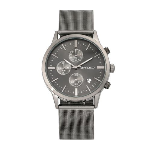 Shop Breed Espinosa Chronograph Mesh-bracelet Watch W/ Date In Gunmetal/black