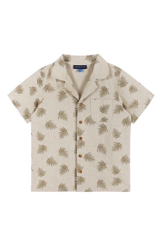 Shop Andy & Evan Kids' Frond Button-up Shirt & Shorts Set In Beige Palm