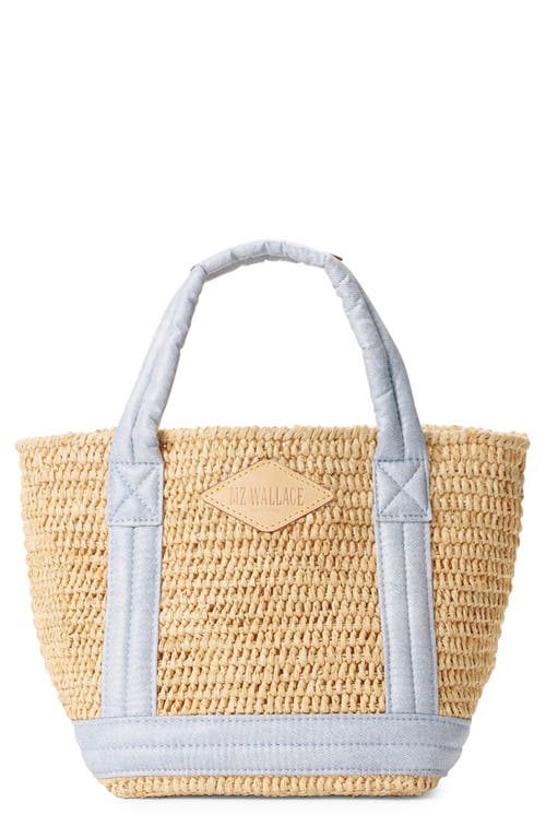 Shop Mz Wallace Mini Raffia Tote In Raffia/chambray