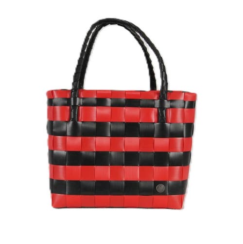 Handed By Paris Spirit Recycled Tote Bags In Black/chili Red
