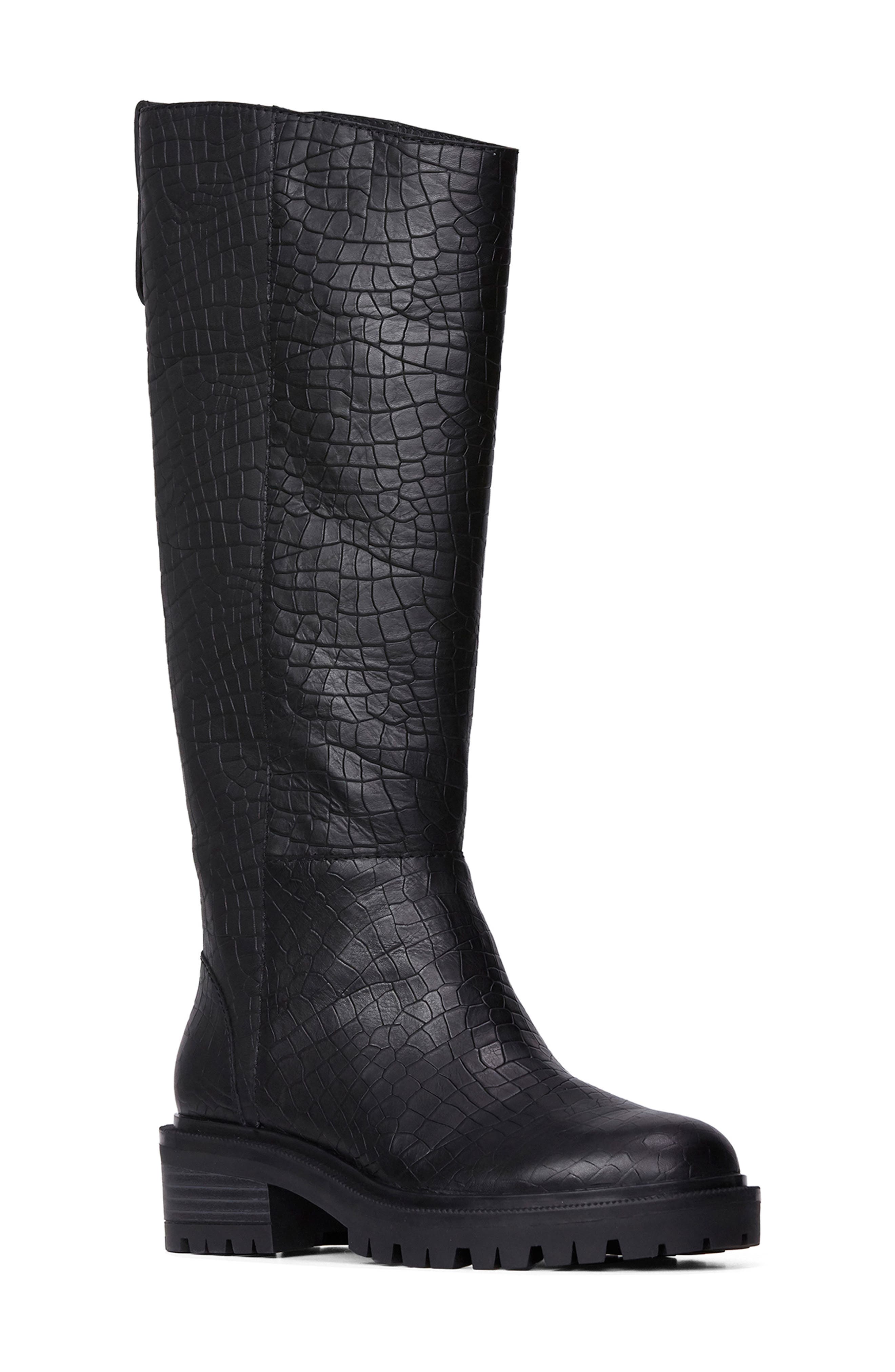 under the knee black boots