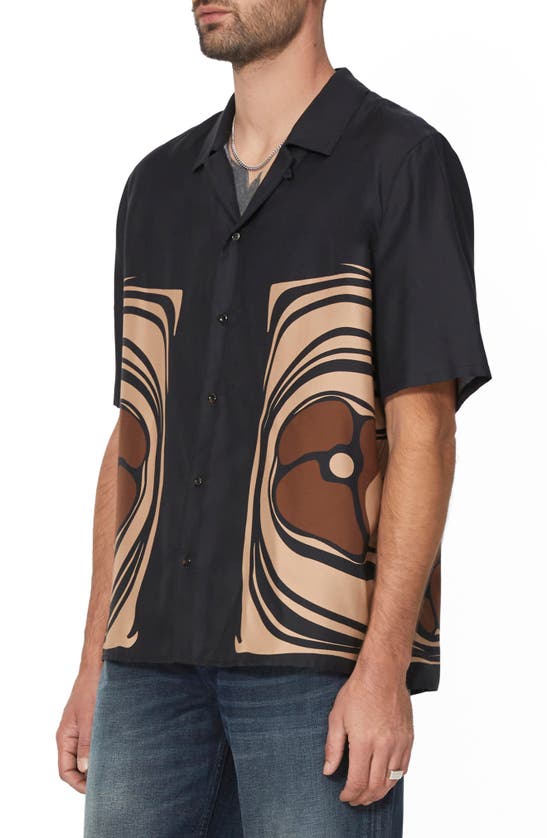 Shop Vayder Montague Abstract Print Short Sleeve Camp Shirt In Black Contemporary Floral