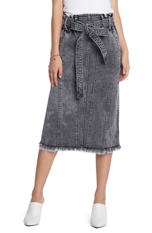 Wash Lab Denim Tie Waist Raw Hem Skirt Storm at Nordstrom,