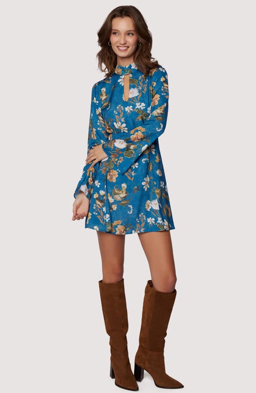 Shop Lost + Wander Rentas Garden Long Sleeve Dress In Blue Floral Multi