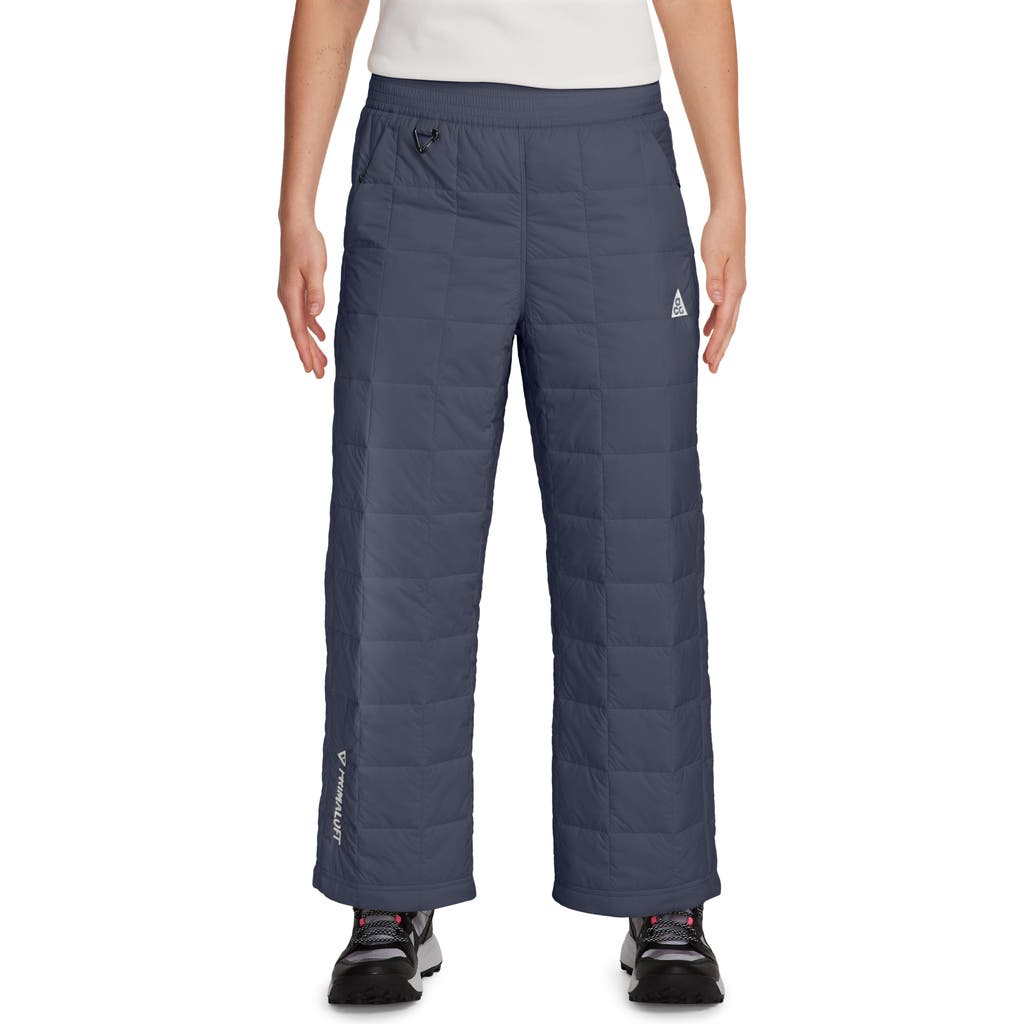 Nike Acg Therma-fit Adv Quilted Insulated Wide Leg Pants In Thunder Blue/summit White