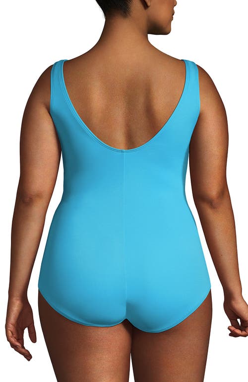 Shop Lands' End Plus Size Chlorine Resistant Soft Cup Tugless Sporty One Piece Swimsuit In Turquoise