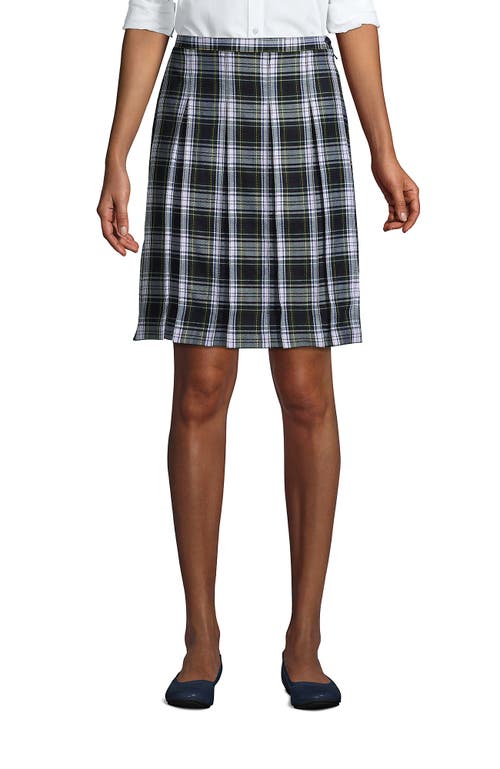 Shop Lands' End School Uniform Young  Plaid Box Pleat Skirt Top Of The Knee In White Plaid