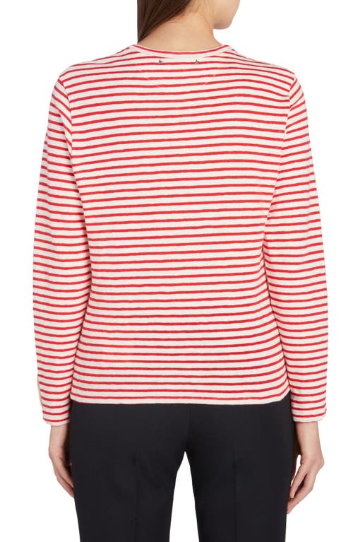 Golden Goose Red Striped Long Sleeved T-shirt In Ecru/tango Red