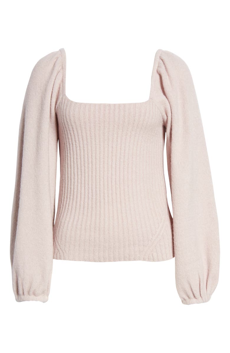 Halogen® Puff Sleeve Square Neck Sweater | Nordstrom
