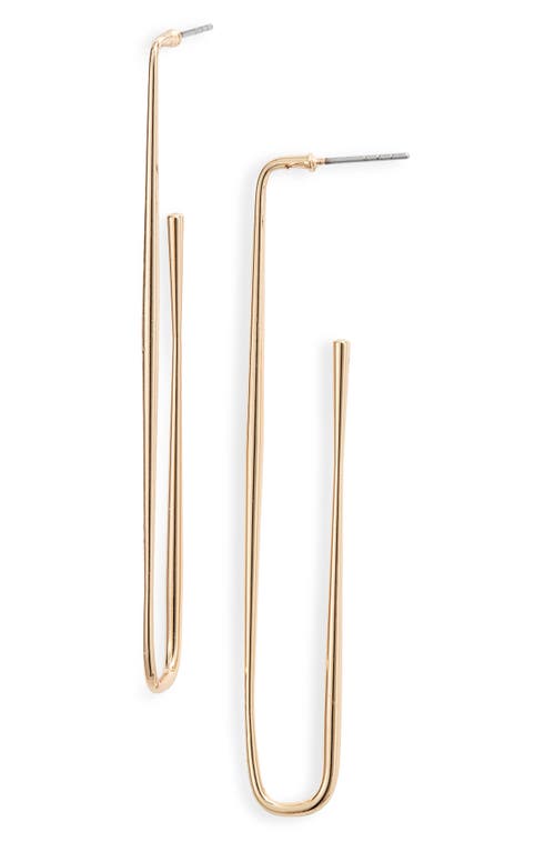 Open Edit Elongated Rectangle Hoop Earrings in Gold 