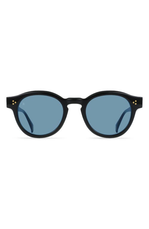 Shop Raen Zelti 49mm Small Round Sunglasses In Recycled Black/blue