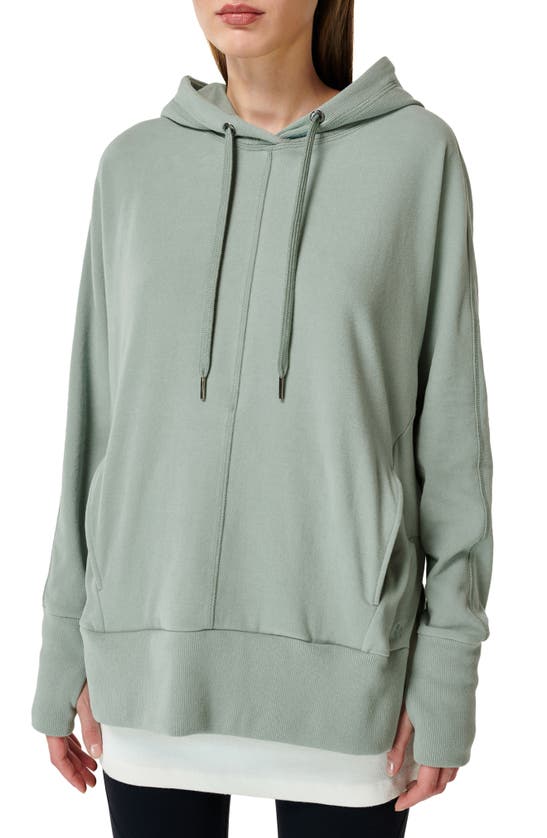 Sweaty Betty Liberate Luxe Fleece Hoodie In Green Mist