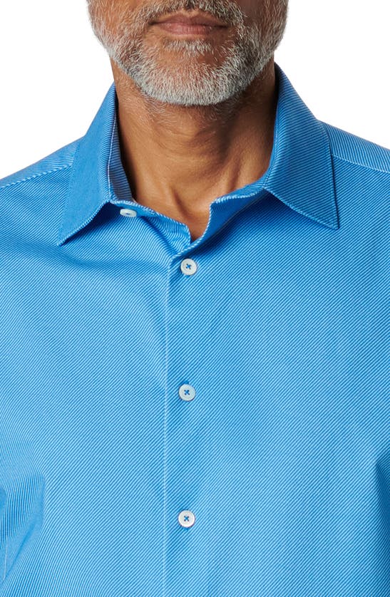 Shop Bugatchi Miles Ooohcotton® Pinstripe Short Sleeve Button-up Shirt In Classic Blue