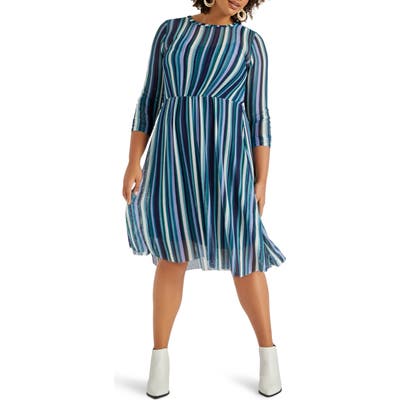 Plus Size Eloquii Stripe Mesh Dress, Green