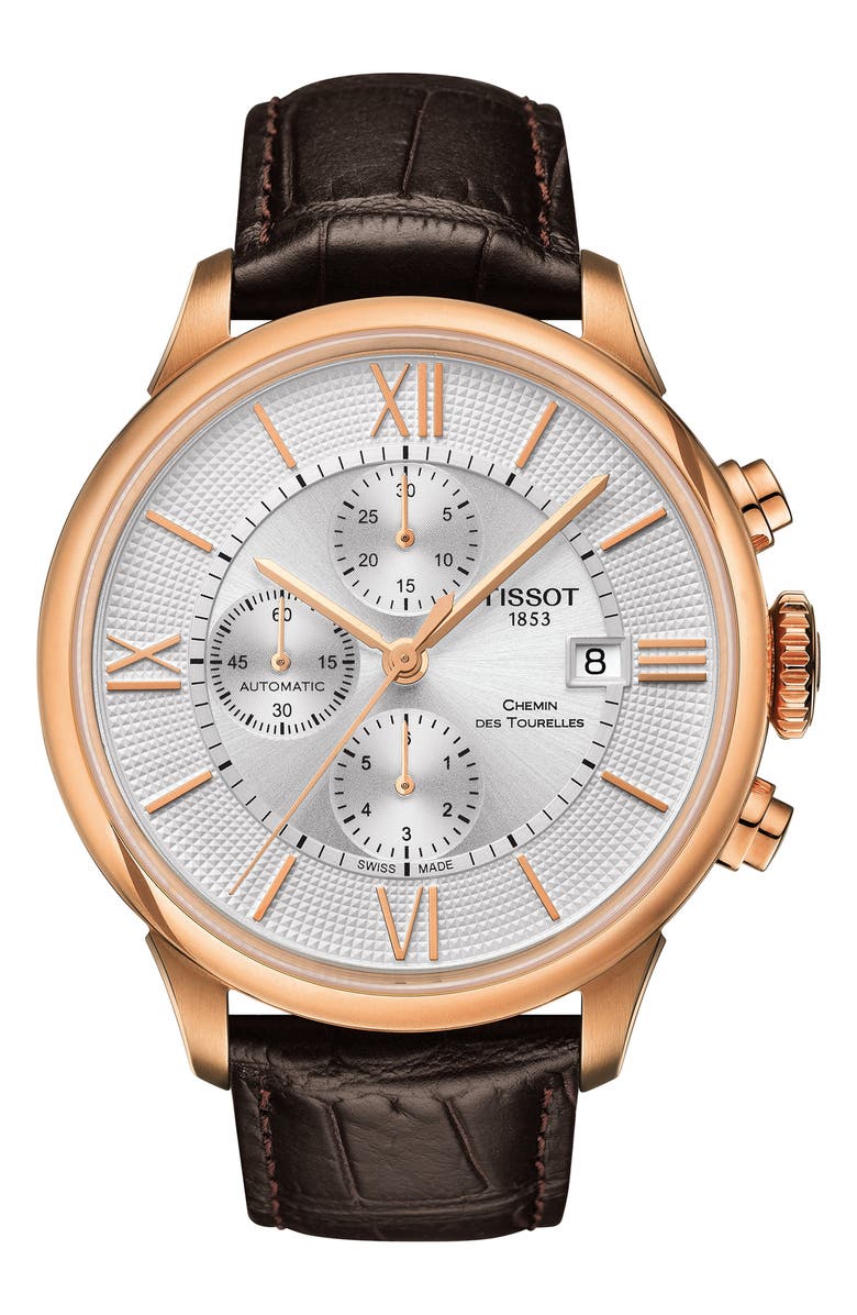 Tissot Chemin Des Tourelles Automatic Chronograph Leather Strap Watch, 44mm Nordstrom Tissot Chemin Des Tourelles Automatic Chronograph Leather Strap Watch, 44mm Nordstrom