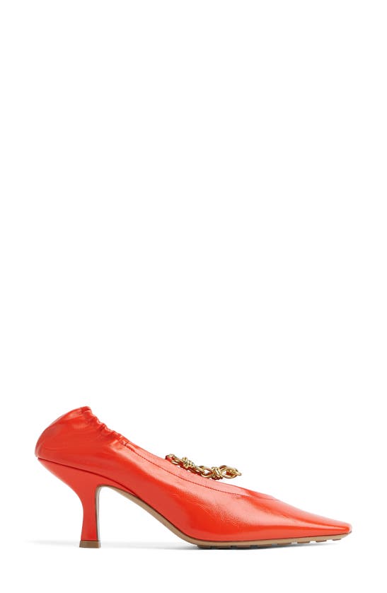 Shop Bottega Veneta Melbourne Chain Strap Pump In New Orange