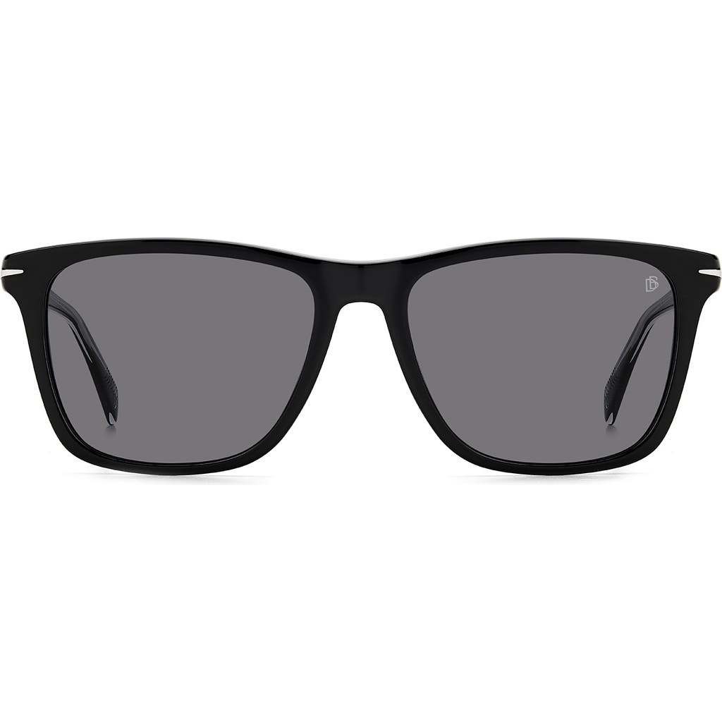 David Beckham Eyewear 55mm Polarized Rectangular Sunglasses In Black