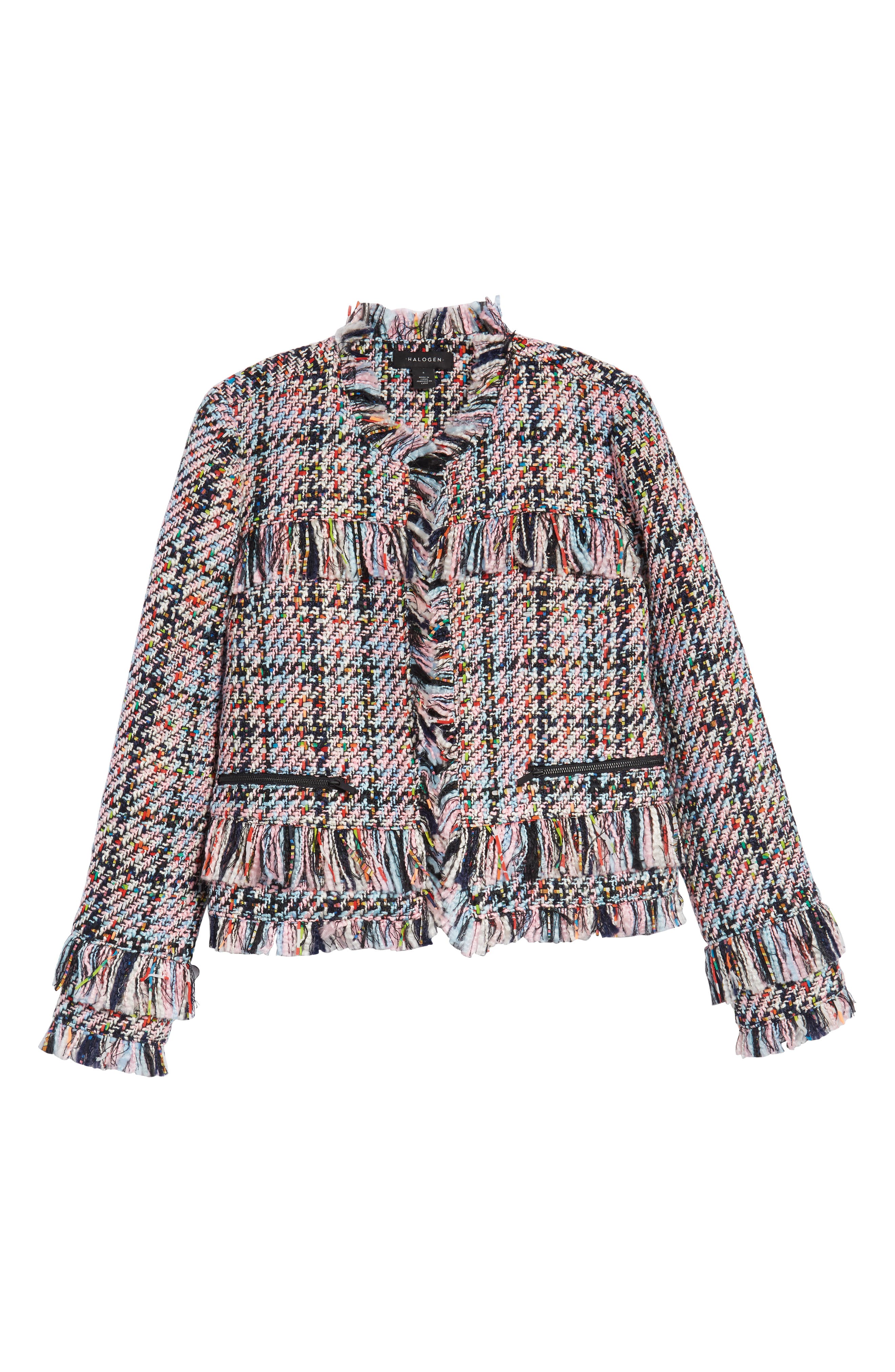 halogen raw edge tweed jacket