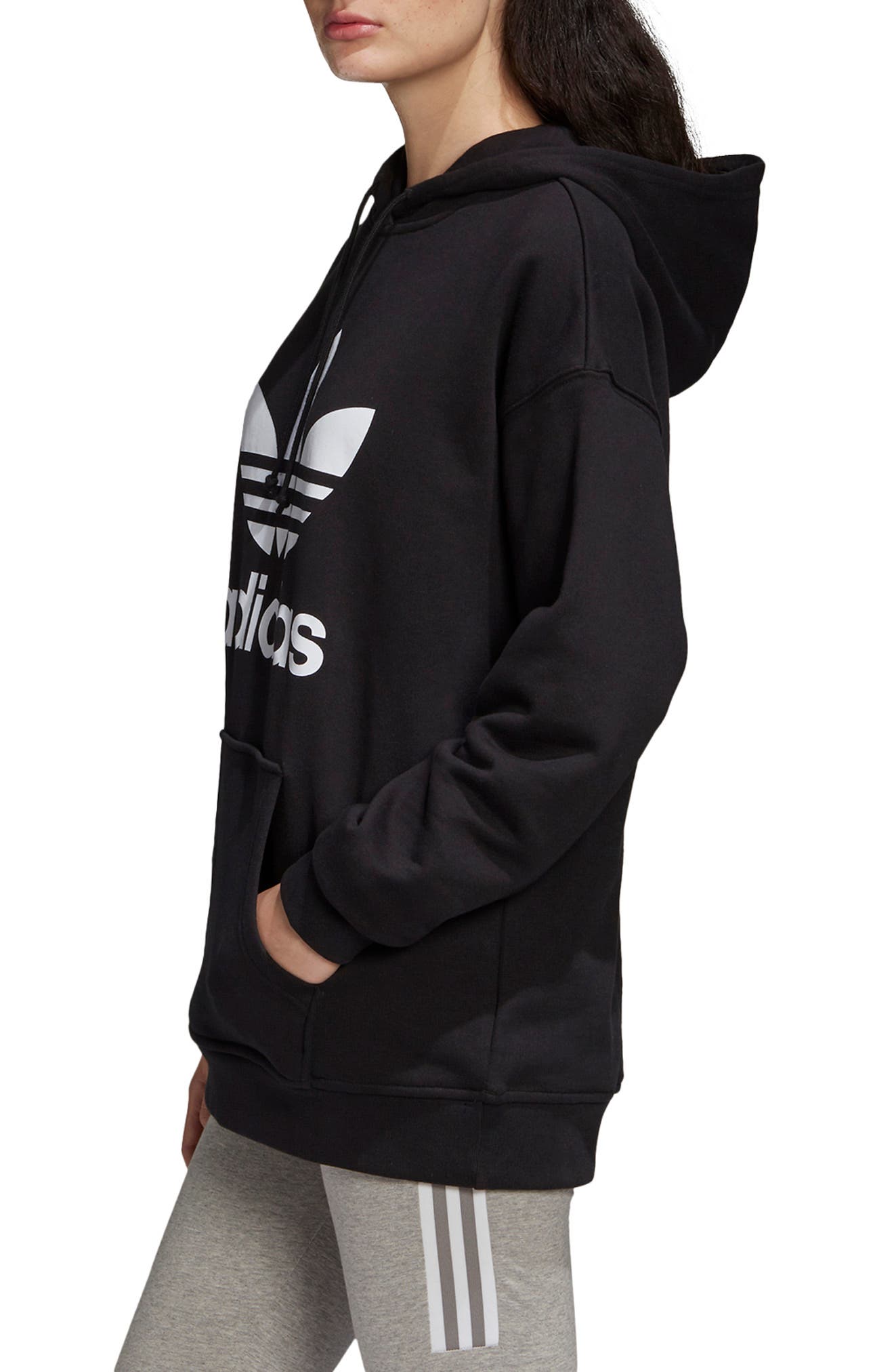 trefoil hoodie black and white