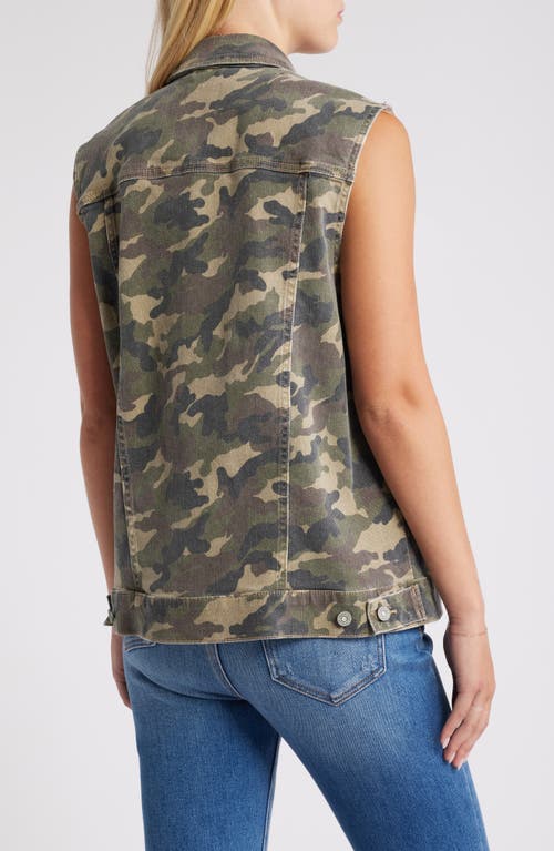 Hidden Jeans Camo Print Oversize Cargo Vest In Olive