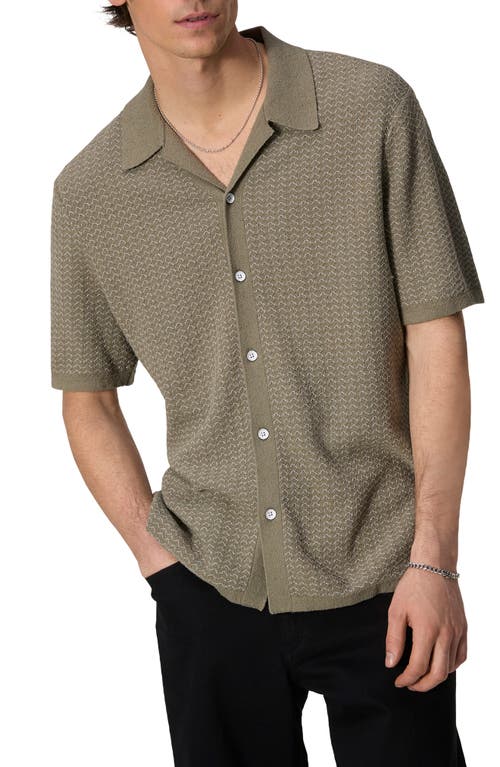 Avery Jacquard Knit Camp Shirt in Vetiver