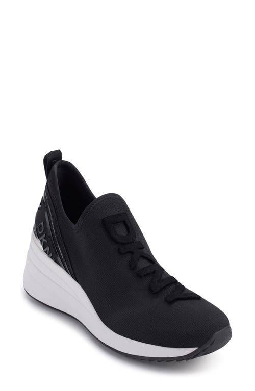 Shop Dkny Keeva Wedge Knit Sneaker In Black