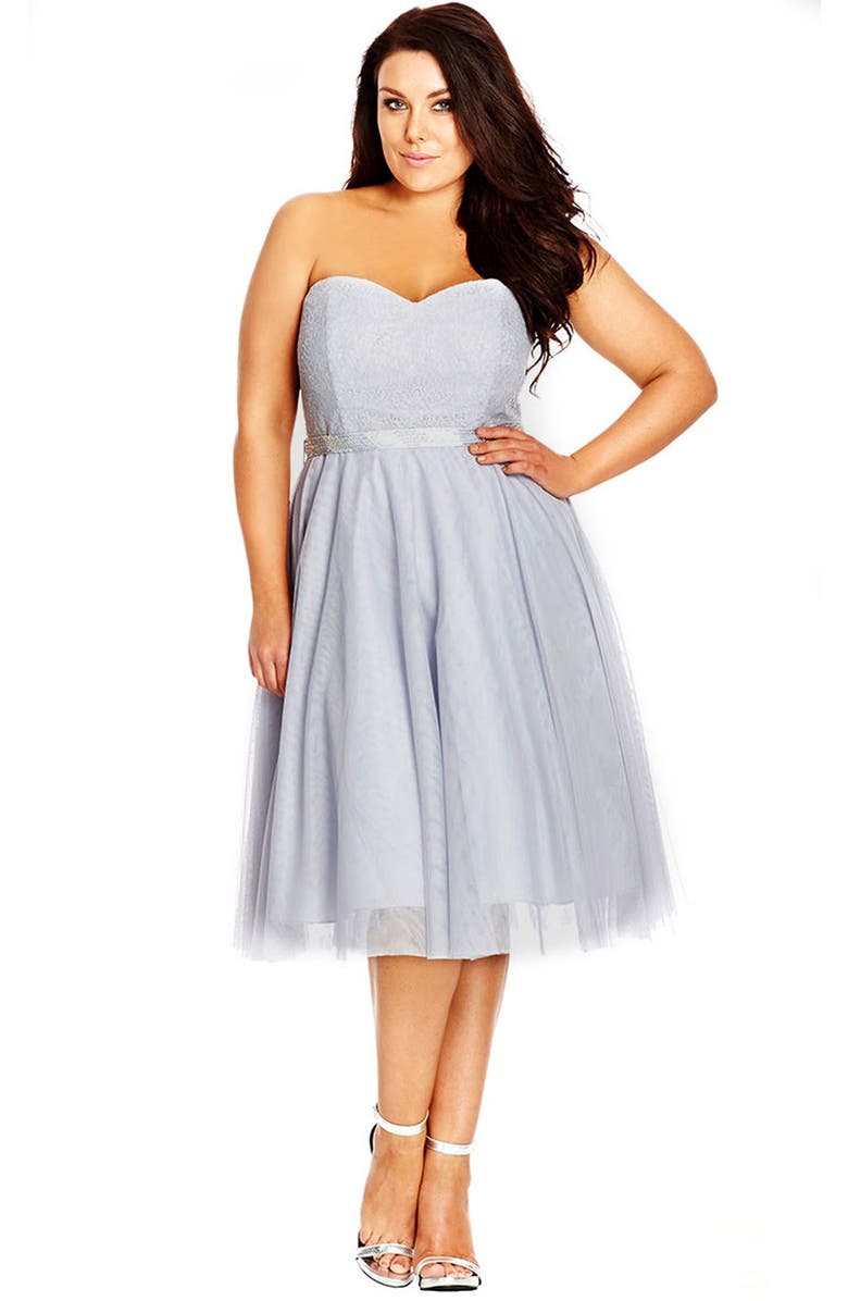 City Chic 'Elsa' Sequin Strapless Lace & Tulle Party Dress (Plus Size ...