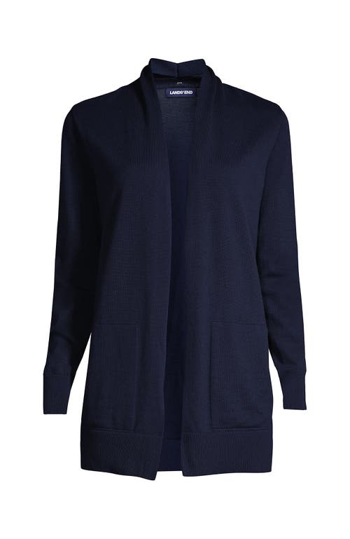 Lands' End Long Sleeve Open Long Cardigan Sweater In Radiant Navy