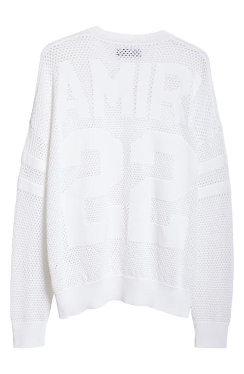 Shop Amiri 22 Crew Open Stitch Sweater In White