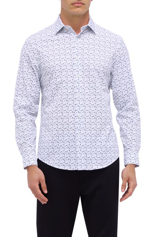 Bugatchi James OoohCotton® Martini Print Button-Up Shirt in White 