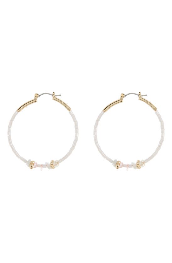 Shop Melrose And Market Stone Accented Hoop Earrings In Blush- Gold