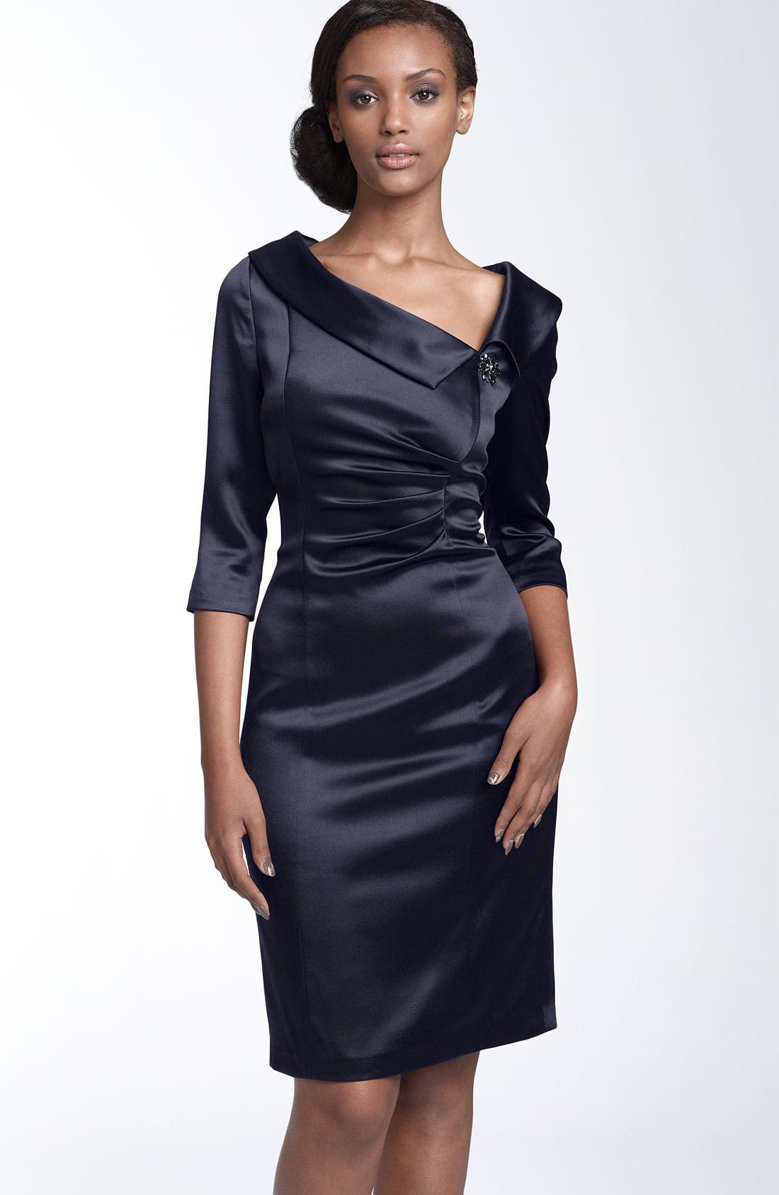 Kay Unger Ruched Satin Sheath Dress Nordstrom