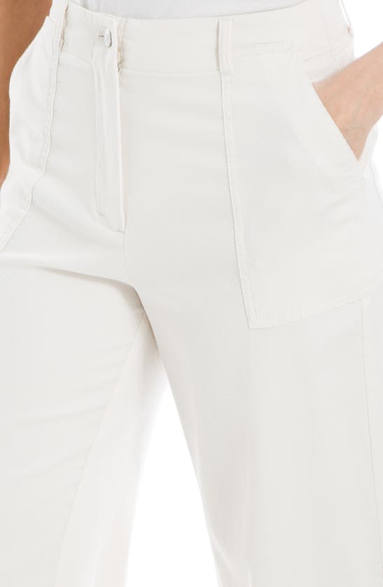Max Studio Wide Leg Crop Cotton Piqué Pants In Ecru