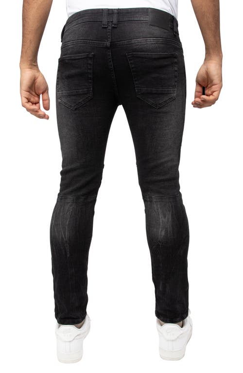 X-ray Xray Raw X Distressed Moto Slim Jeans In Black Wash