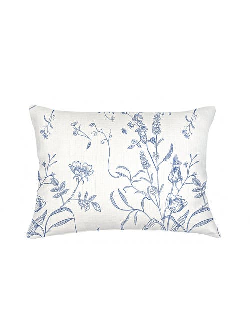 Anaya English Garden Linen Pillow With Down Alternative Insert In Blue