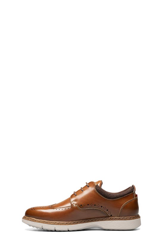 Shop Stacy Adams Kids' Synergy Wingtip Faux Leather Shoe In Cognac