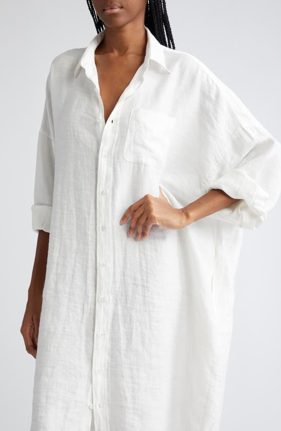 Shop R13 Jumbo Long Sleeve Linen Blend Shirtdress In White