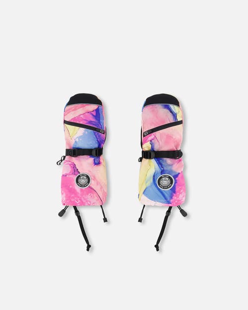 DEUX PAR DEUX DEUX PAR DEUX GIRL'S TECHNICAL MITTENS PRINTED MULTICOLOR